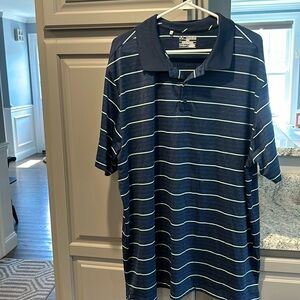 Men’s under armor 2xl polo. Navy white stripe